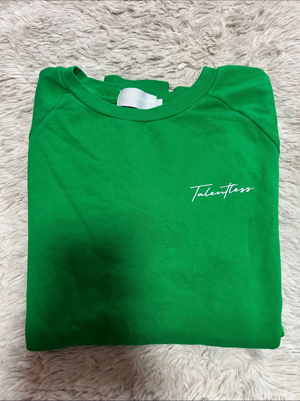 TALENTLESS Emerald Green Crewneck with White Script Logo